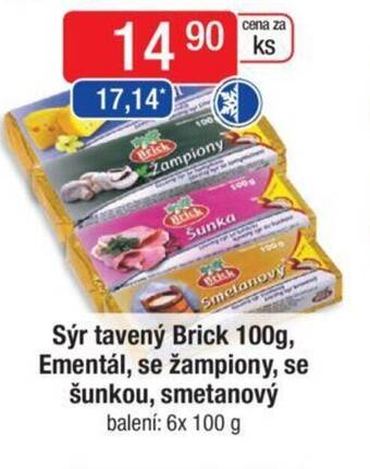 Qanto Sýr tavený Brick 100g, Ementál, se žampiony, se šunkou, smetanový nabídka