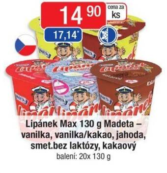 Qanto Lipánek Max 130 g Madeta - vanilka, vanilka/kakao, jahoda, smet.bez laktózy, kakaový nabídka