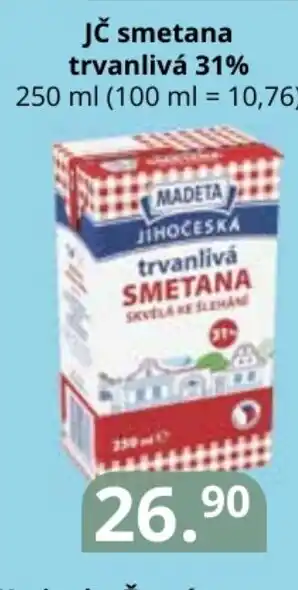 Potraviny CZ JČ smetana trvanlivá 31% 250 ml nabídka