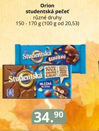 Potraviny CZ Orion studentská pečeť nabídka