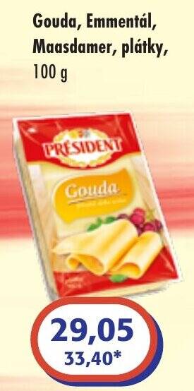 ČEPOS Gouda, Emmentál, Maasdamer, plátky nabídka