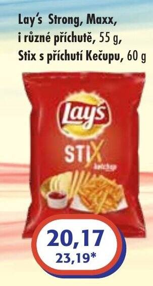 ČEPOS Lay's Strong, Maxx, i různé příchutě, 55 g, Stix s příchutí Kečupu, 60 g nabídka