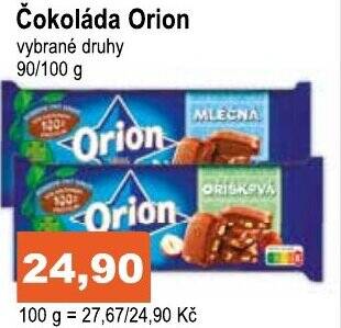 COOP DISKONT Čokoláda Orion vybrané druhy 90/100 g nabídka
