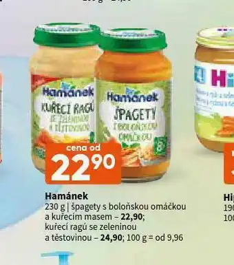 Terno Hamánek špagety s boloňskou omáčkou a kuřecím masem nabídka