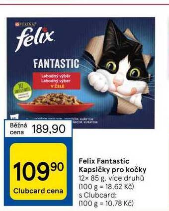 Tesco Felix fantastic kapsičky pro kočky 12 x 85 g nabídka