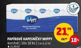 Penny Market Papírové kapesníčky wippy 4vrstvé| 10x 10 ks, 1 ks nabídka