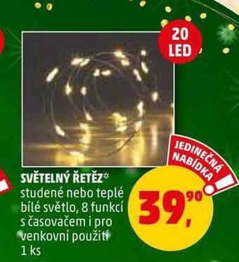 Penny Market Světelný řetěz studené nebo teplé bílé světlo, 8 funkcí, 1 ks nabídka