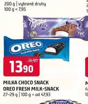 Terno Milka choco snack oreo fresh milk-snack 27-29 g nabídka