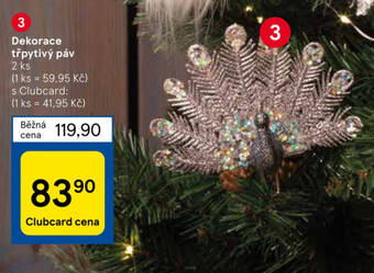 Tesco Dekorace třpytivý páv 2 ks nabídka