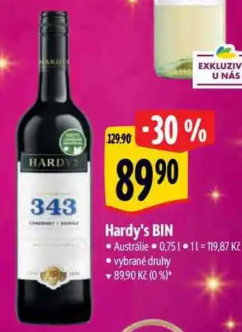 Albert Hardy's bin 0,75 l nabídka
