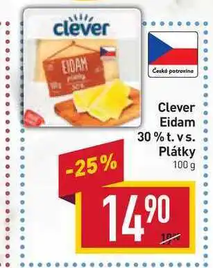 Billa Clever eidam 30% t. vs. plátky 100 g nabídka