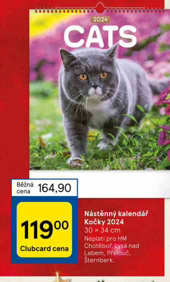 Tesco Nástěnný kalendář Kočky 2024 nabídka