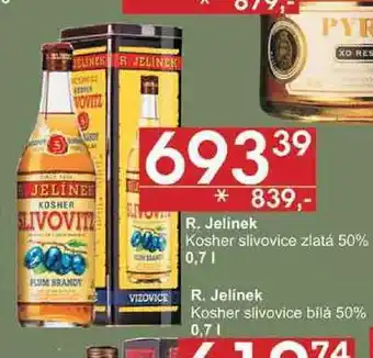 R. jelinek kosher slivovice zlatá 50%, 0,7 l