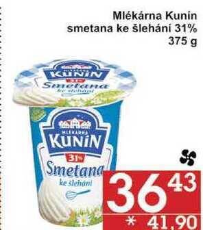 Jip Mlékárna kunin smetana ke šlehání 31%, 375 g nabídka