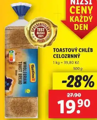 Lidl Toastový chléb celozrnný, 500 g nabídka