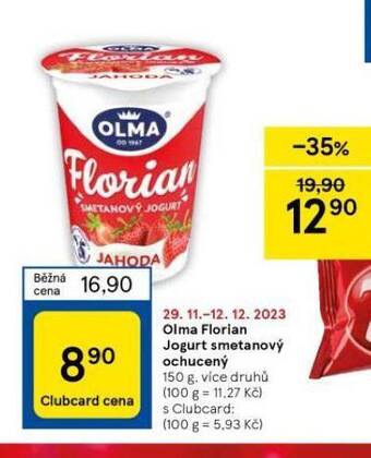Tesco Olma florian jogurt smetanový ochucený nabídka