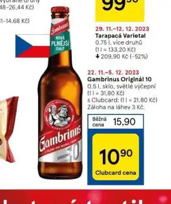 Tesco Pivo gambrinus originál nabídka