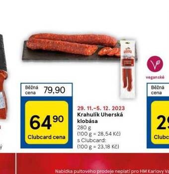 Tesco Uherská klobása nabídka