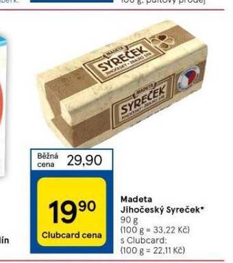 Tesco Madeta jihočeský syreček nabídka