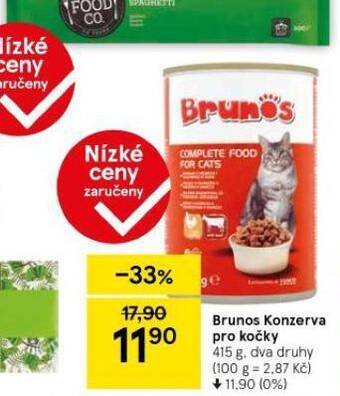 Tesco Brunos konzerva pro kočky nabídka