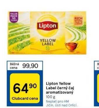 Tesco Lipton yellow label černý čaj aromatizovaný nabídka