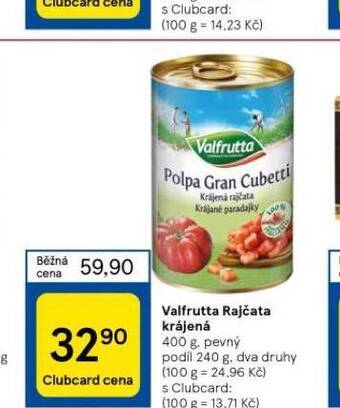 Tesco Valfrutta rajčata krájená nabídka