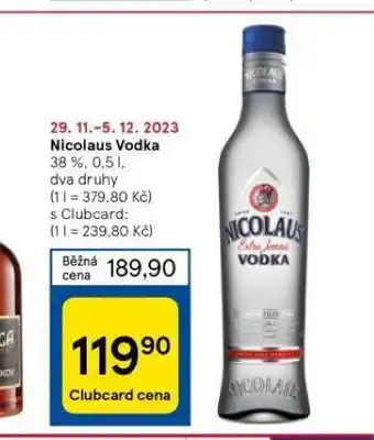 Tesco Nicolaus vodka nabídka