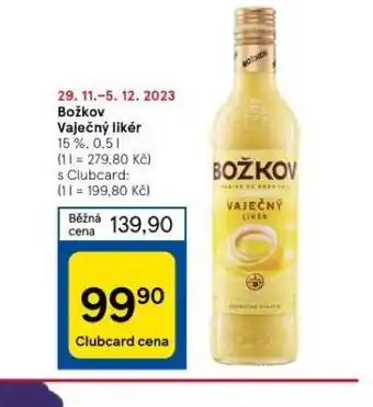 Tesco Božkov vaječný likér nabídka