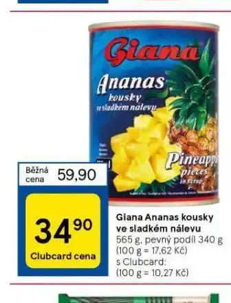 Tesco Giana ananas kousky ve sladkém nálevu nabídka
