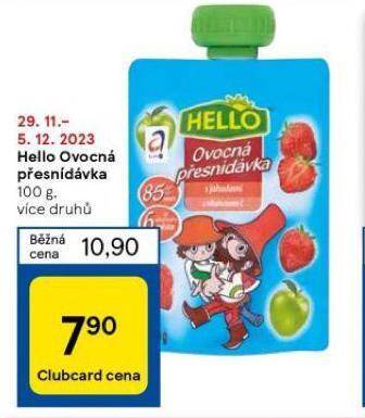 Tesco Hello ovocná přesnídávka nabídka