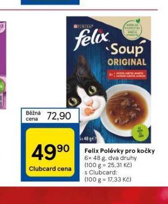 Tesco Felix polévky pro kočky nabídka