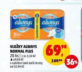 Penny Market Always dámské vložky nabídka