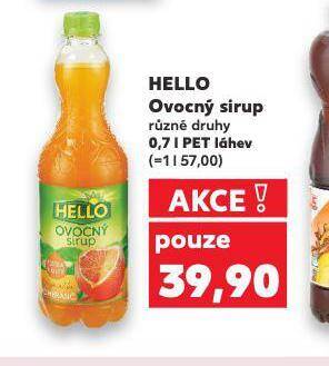 Kaufland Hello ovocný sirup nabídka