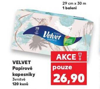 Kaufland Velvet papírové kapesníky nabídka