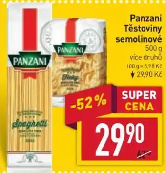 Billa Panzani Těstoviny semolinové nabídka
