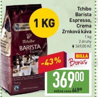 Billa Tchibo Barista Espresso, Crema Zrnková káva nabídka