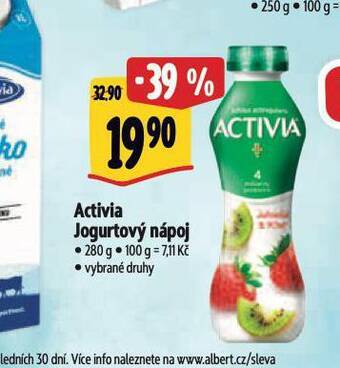 Albert Activia jogurtový nápoj nabídka