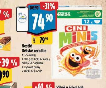 Albert Nestlé dětské cereálie nabídka