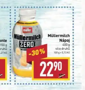 Billa Müllermilch nápoj nabídka