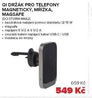 Qi držák pro telefony magnetický, mřížka, magsafe