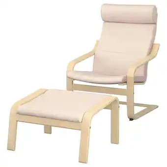 IKEA Poäng křeslo s podnožkou, bříza dýha/glose krémová nabídka
