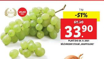 Lidl Bílé hrozny stolní nabídka