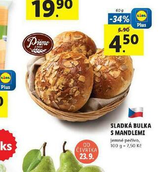 Lidl Sladká bulka s mandlemi nabídka