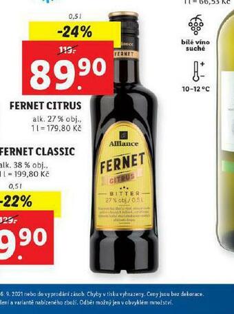 Lidl Fernet citrus nabídka