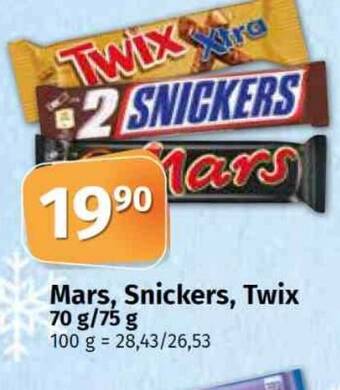 Konzum Mars, Snickers, Twix 70 g/75 g nabídka