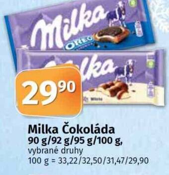 Konzum Milka Čokoláda 90 g/92 g/95 g/100 g nabídka