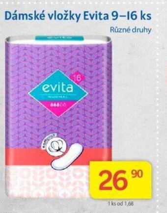 Kubík potraviny Dámské vložky Evita 9-16 ks nabídka