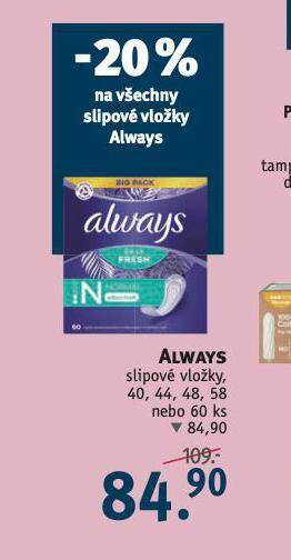 Rossmann Always slipové vložky nabídka