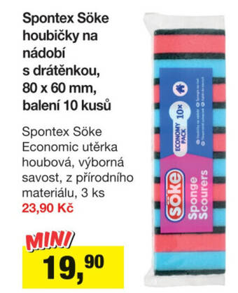 Šlak Spontex Söke houbičky na nádobí s drátěnkou, balení 10 kusů nabídka