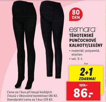 Lidl esmara TĚHOTENSKÉ PUNČOCHOVÉ KALHOTY/LEGÍNY nabídka